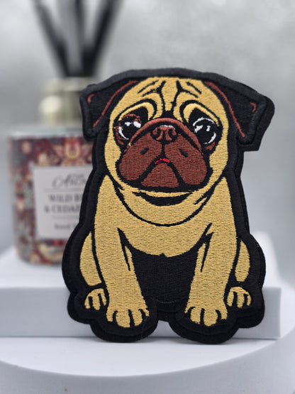 Large Pug Iron-On Patch, 12cm x 8.5cm, Dog Lovers Gift, Pug Lovers, Bag Patches, Jeans Patch, Cute Patch