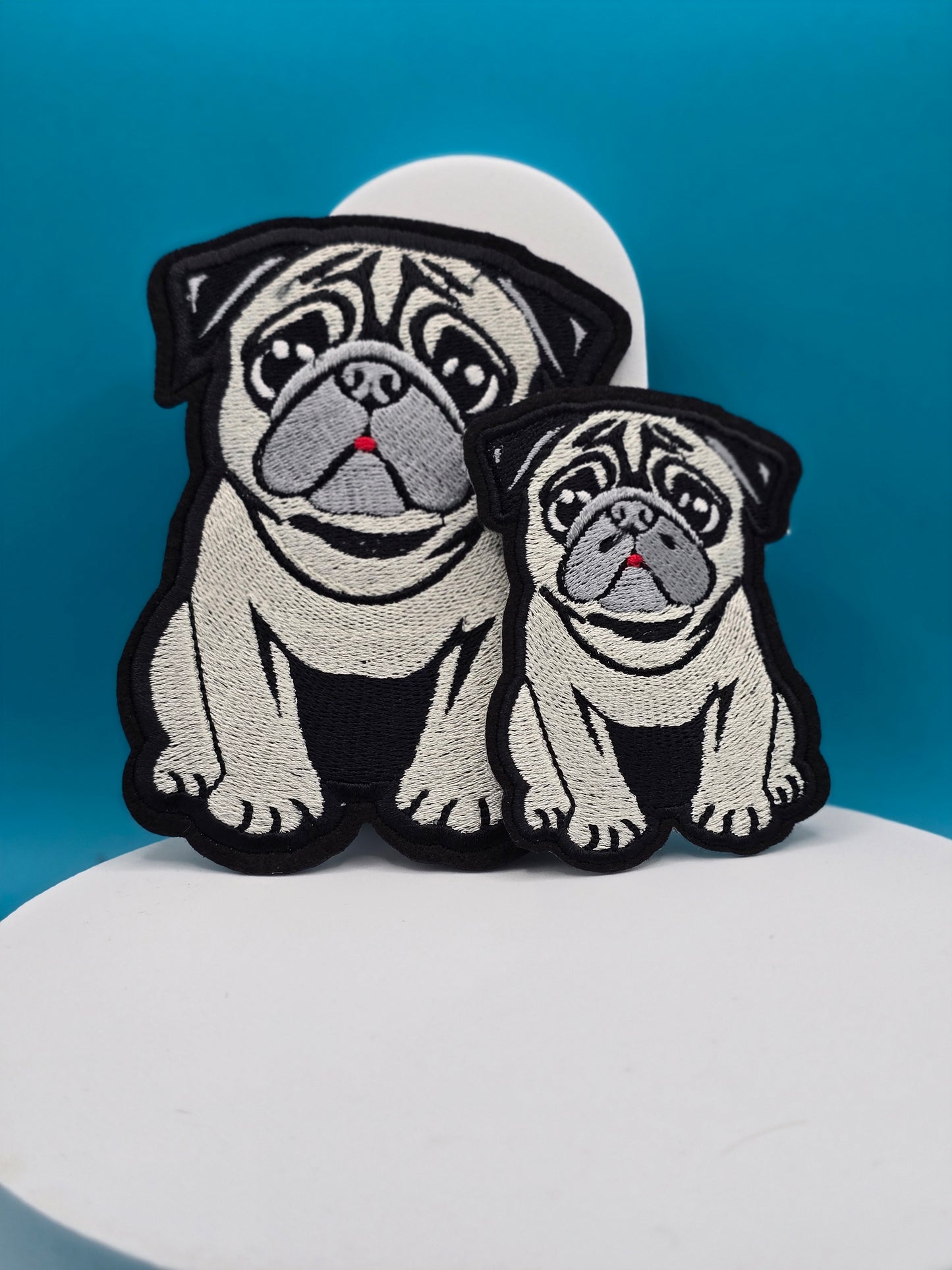 Small Pug Iron-On Patch, 8cm x 6cm, Dog Lovers Gift, Pug Lovers, Bag Patches, Jeans Patch, Cute Patch