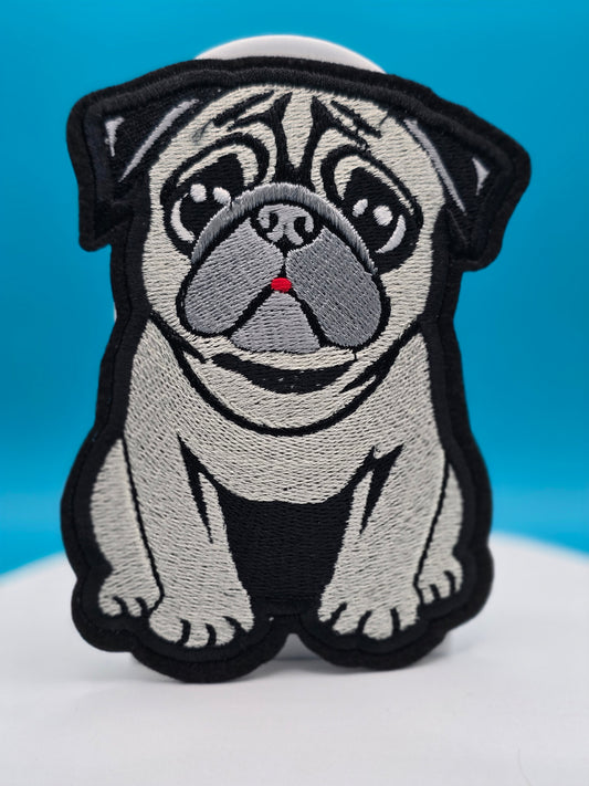 Small Pug Iron-On Patch, 8cm x 6cm, Dog Lovers Gift, Pug Lovers, Bag Patches, Jeans Patch, Cute Patch