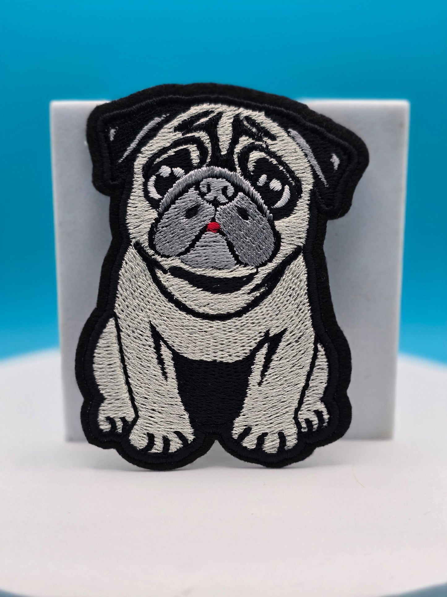 Small Pug Iron-On Patch, 8cm x 6cm, Dog Lovers Gift, Pug Lovers, Bag Patches, Jeans Patch, Cute Patch