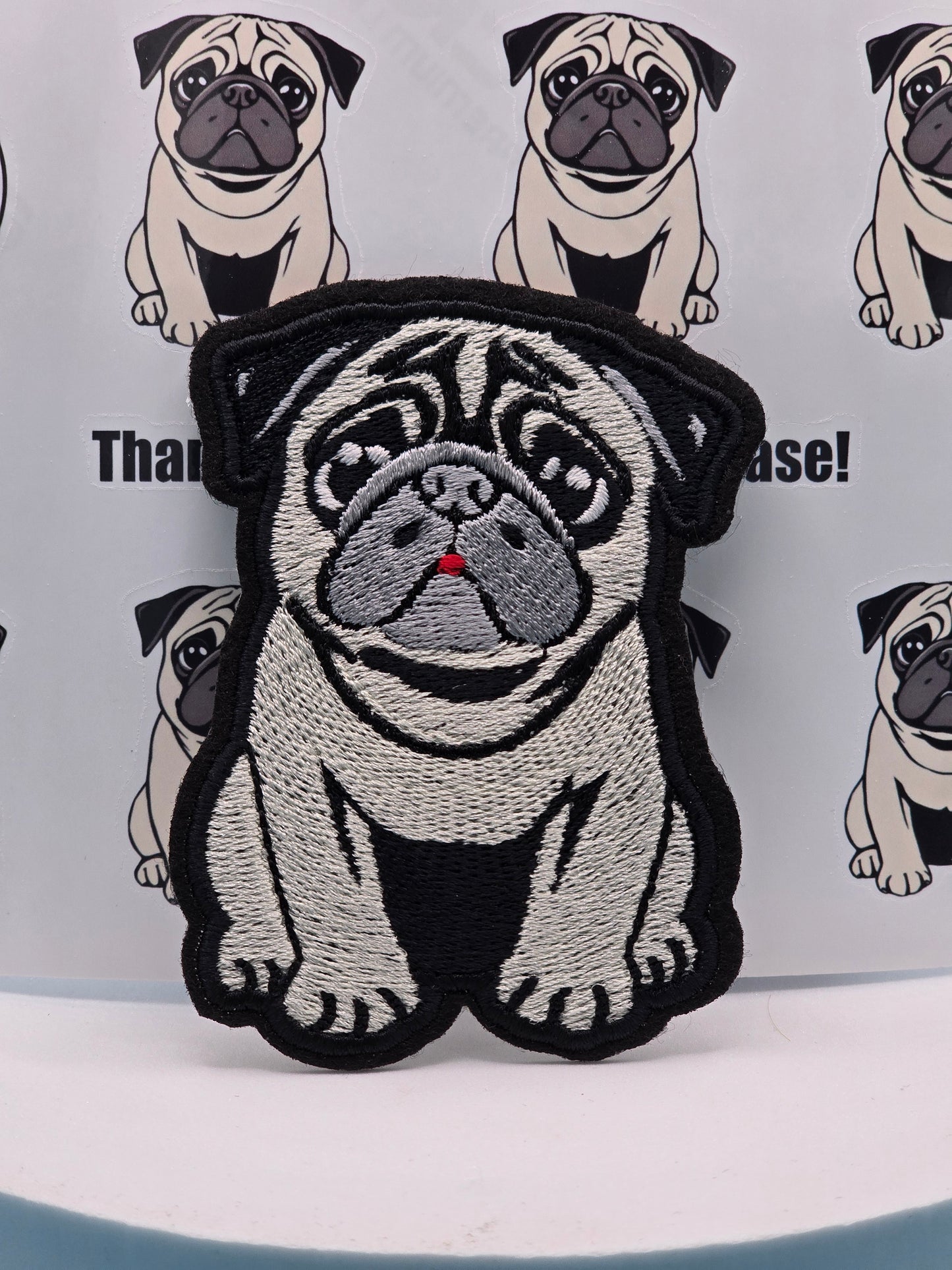 Small Pug Iron-On Patch, 8cm x 6cm, Dog Lovers Gift, Pug Lovers, Bag Patches, Jeans Patch, Cute Patch