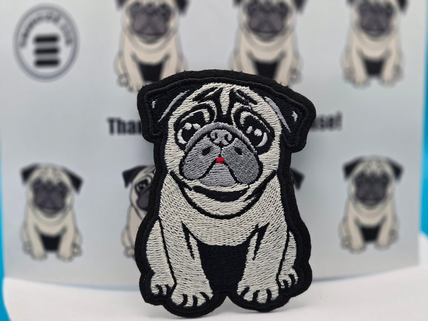 Small Pug Iron-On Patch, 8cm x 6cm, Dog Lovers Gift, Pug Lovers, Bag Patches, Jeans Patch, Cute Patch