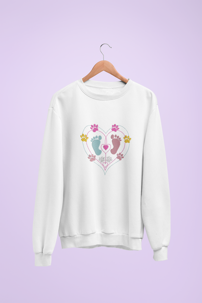 Baby & Dog Lover Embroidered Sweatshirt, Unique Jumper, Cute Design, Animal Lover Gift, Baby and Puppy Feet Theme